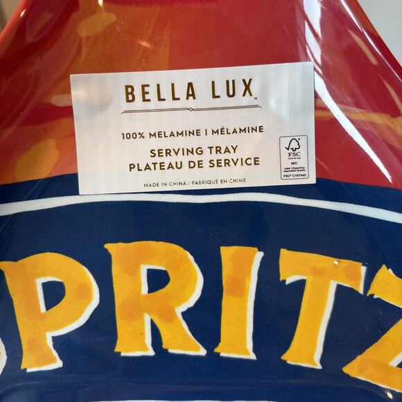 Bella Lux Aperol Spritz Melamine Serving Tray 8.5"x19.5" Platter Large Orange - Picture 3 of 4